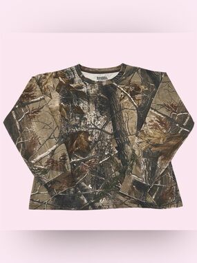 Y2K Realtree Russell Outdoors Boxy Cropped Faded Long Sleeve Small XS